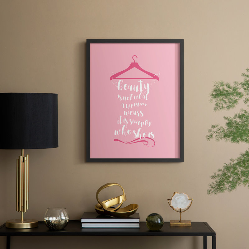 Beauté en rose, reproduction encadrée - bois massif, Noir, noir, noir, noir, H 15 po x l 12 po