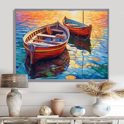 Deux bateaux dans le port I - art mural port côtier