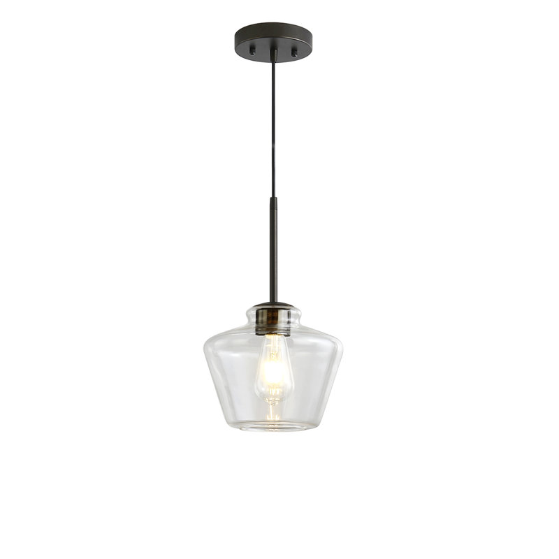 Luminaire suspendu 1 lumière Shwana, Bronze foncé, Transparent