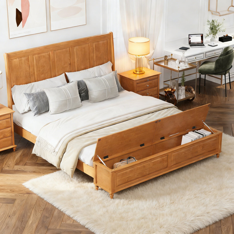 Lit-bateau avec commode Soild, Très grand lit, Naturel