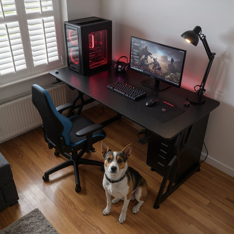 Adjustable Metal Base Computer Desk
