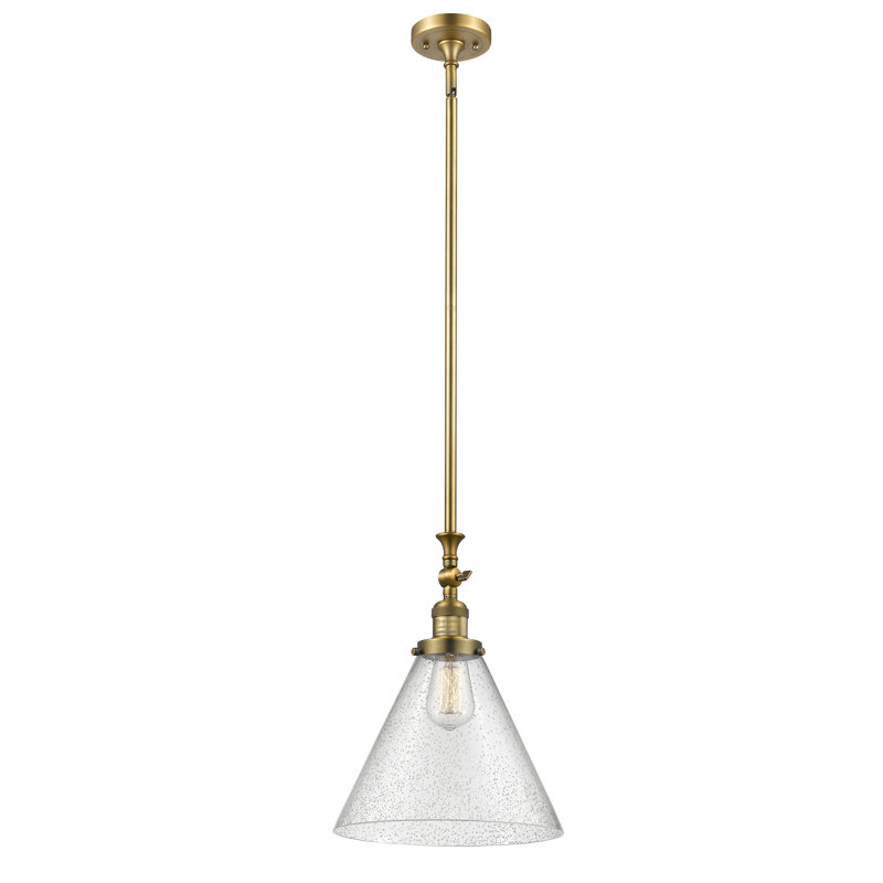 1 - Light Single Pendant, Brushed Brass, Clear, No Bulb Included