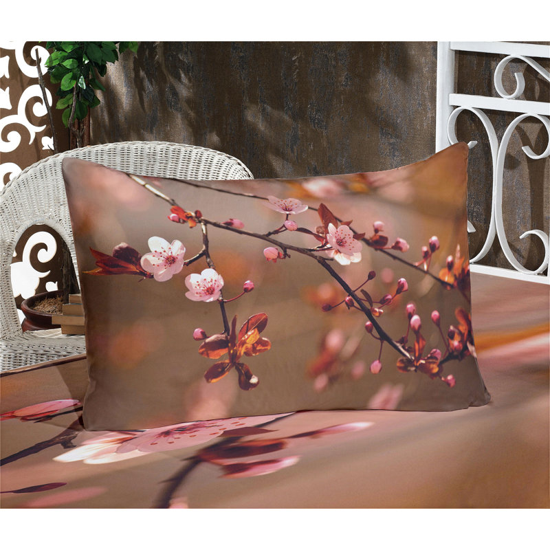 Ambesonne Nature Fitted Sheet & Pillow Sham Pale Pink Dark Coral, California King Sheet Set + 5 Additional Pieces