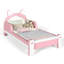 Lit plateforme simple tapissier simple en forme de chat pour enfant, cadre de lit pour enfant à profil bas de style princesse pour lit, blanc et rose-1633562003