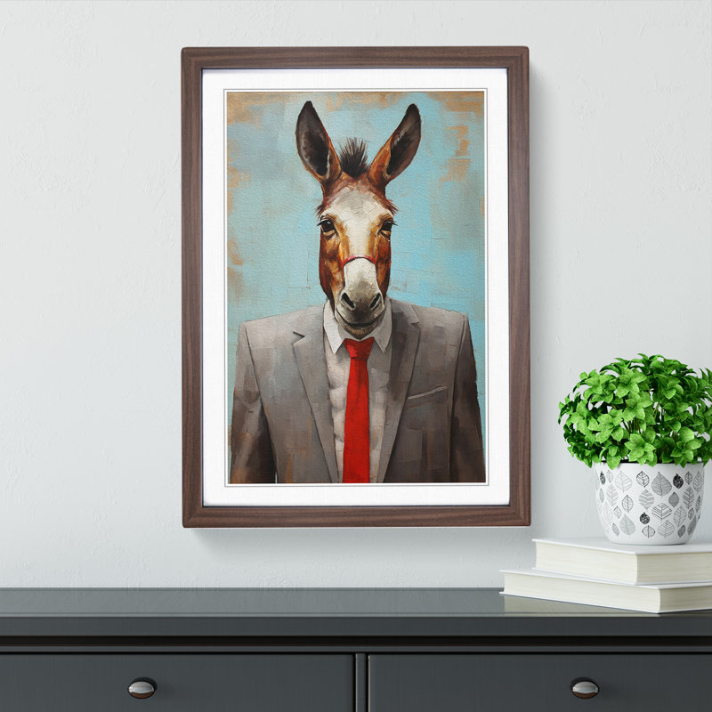 Donkey Modern - Single Picture Frame Print on Wood, Walnut, 34" H x 25" W x 2" D
