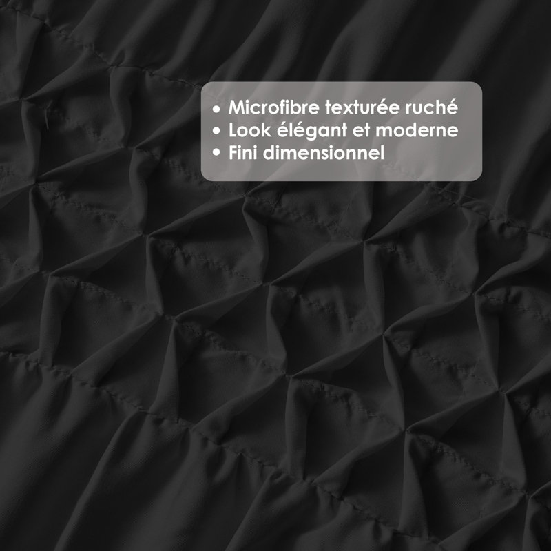 Ensemble d'édredon réversible texturé 2/3 pièces Ash, 2, Lit simple, Noir