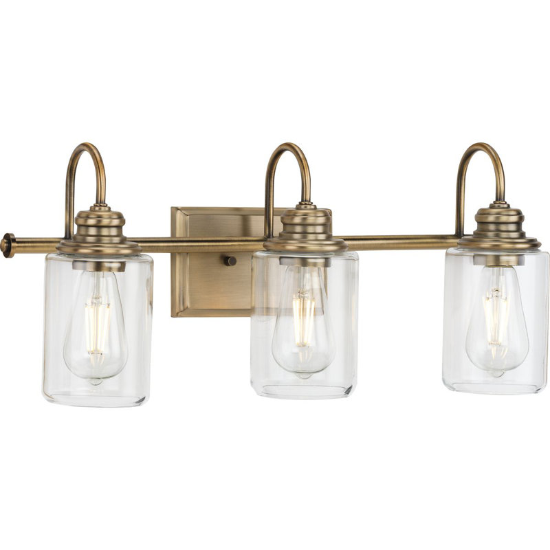 3 - Light Dimmable Vanity Light, Vintage Brass 