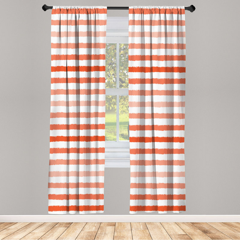 Microfiber Floral Semi-Sheer Rod Pocket Curtain Panels, 28" W x 95" L, Orange