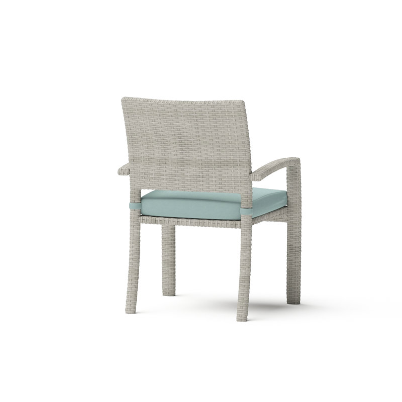 Winnie Stacking Patio Dining Armchair with Cushion, Canvas Spa Sunbrella® Canvas