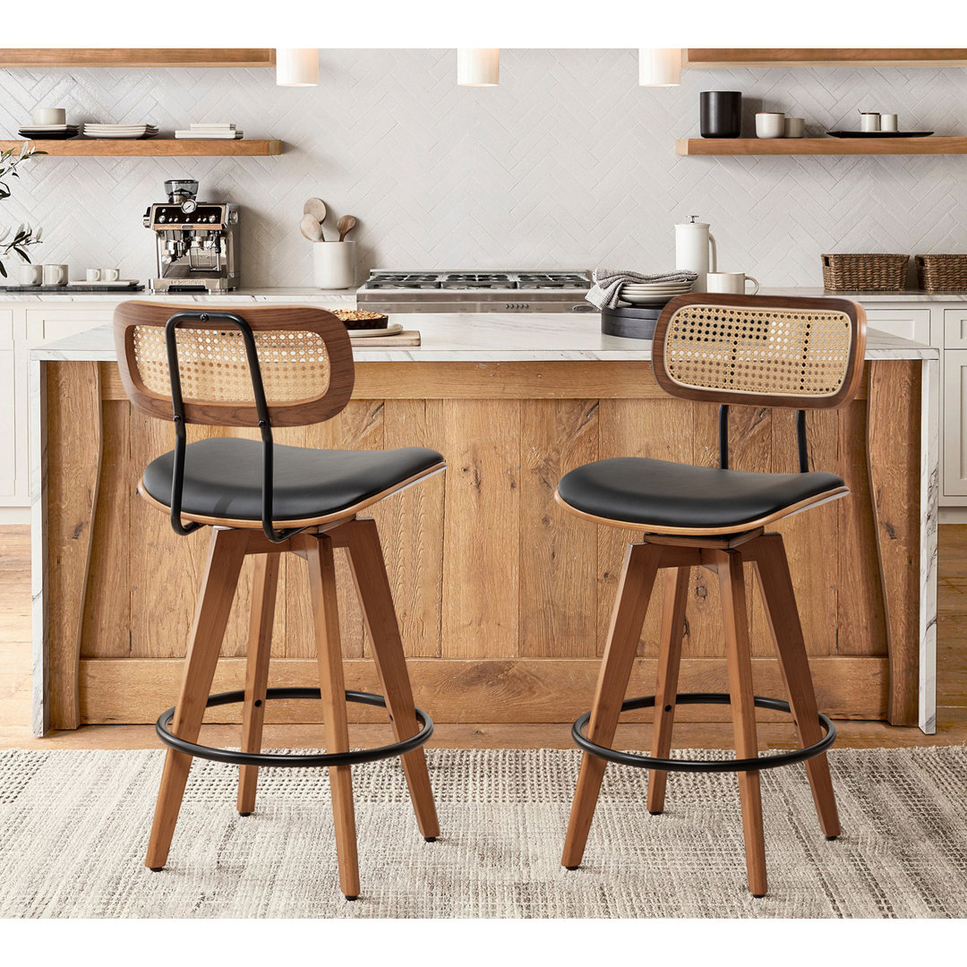Sirine Swivel Vegan Leather Bar & Counter Stool (Set of 2) Bay Isle Home™ 