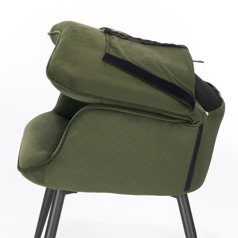 Nevin Velvet Accent Chair with Footstool, Dark Green