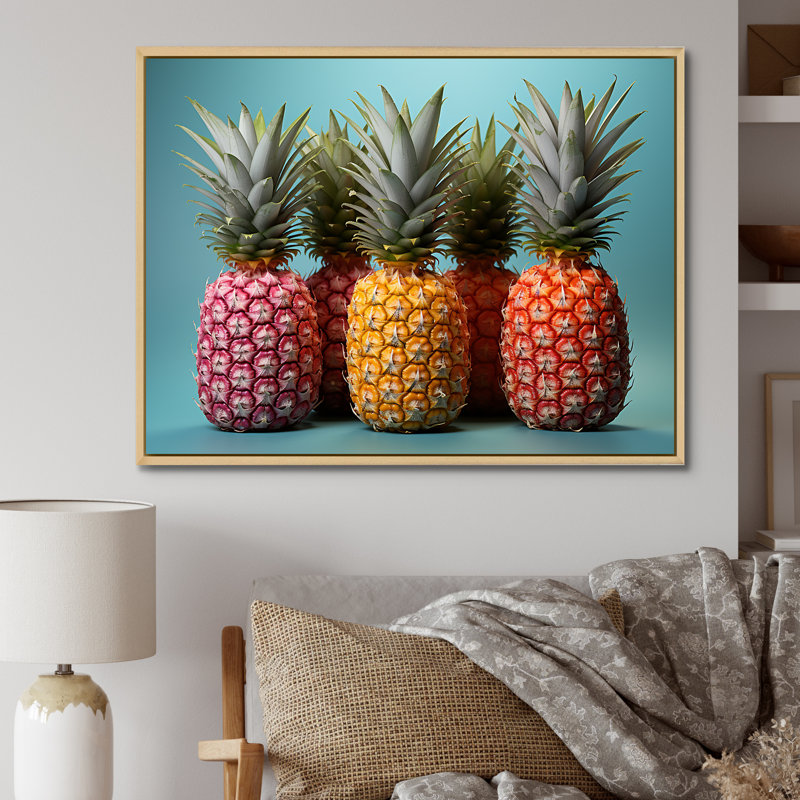 Doux ananas juteux délice I, H 30 po x l 40 po x P 1,5 po, Cadre flottant naturel