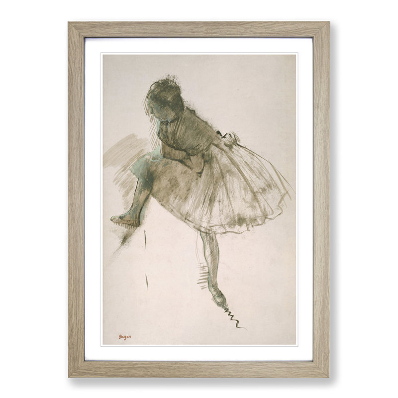 Study of a Ballet Ballerina Dancer Vol.2 by Edgar Degas - Picture Frame Painting, 65cm H x 48cm W x 2cm D, Oak Framed