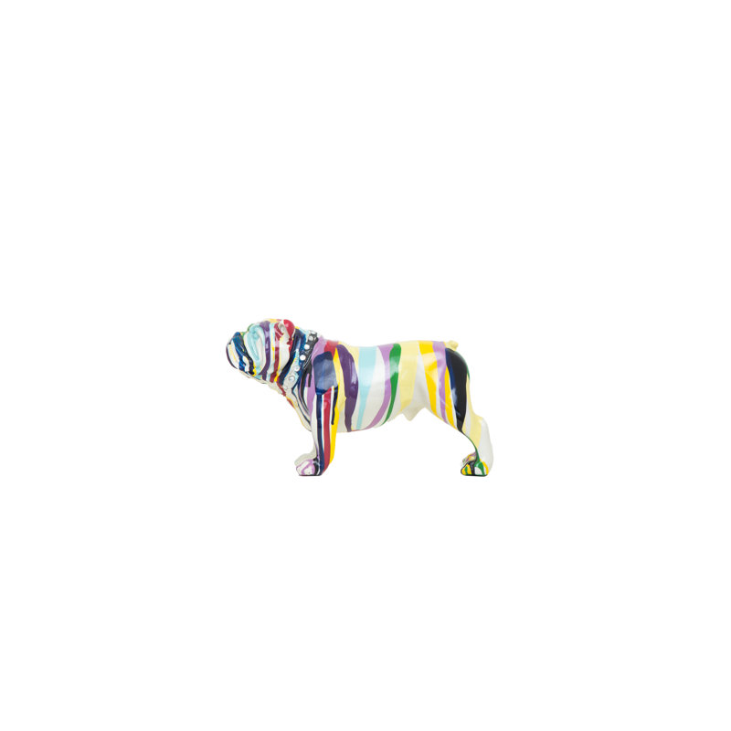 Graffiti bulldog figurine, 6" H x 4" W x 10" D