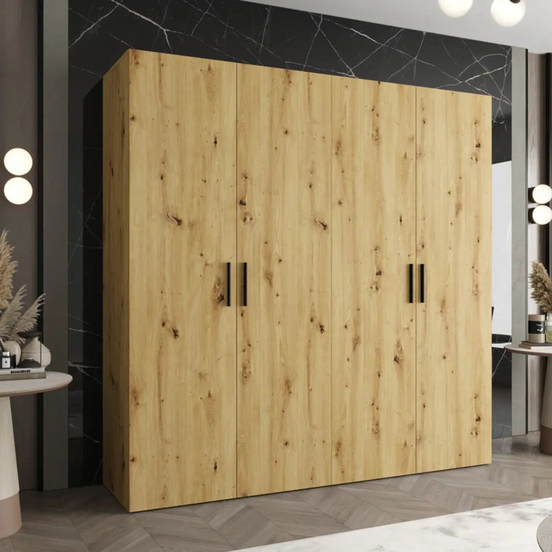 Berlie I Hinged Door Wardrobe 200cm - Dramatic, Soft-Close Storage for Contemporary Living, Oak