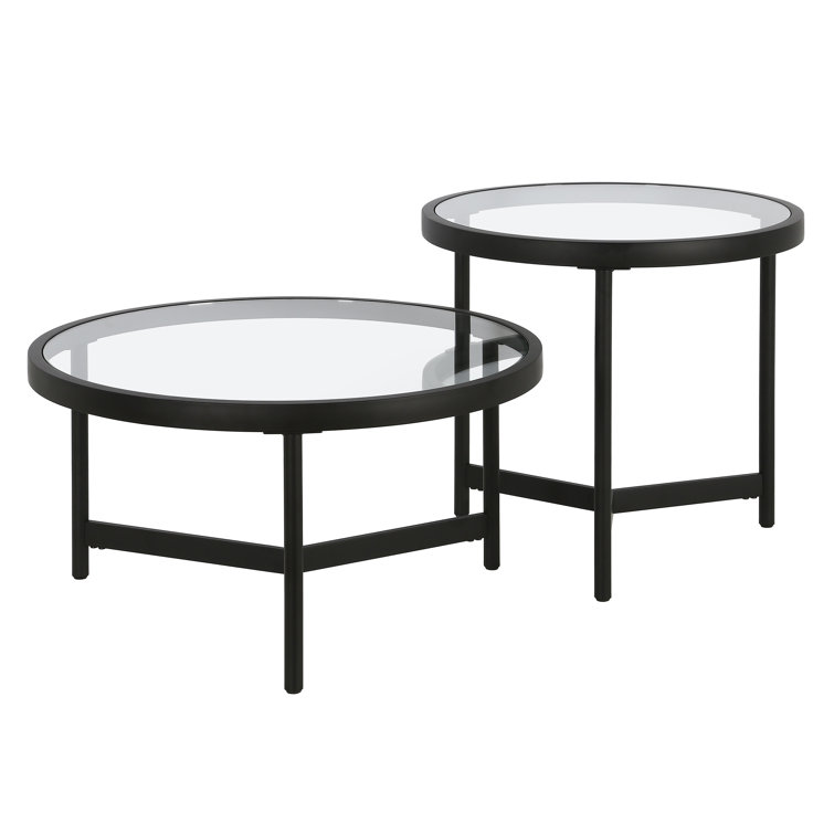 Quentin (Set of Two) Glass And Steel Round Nested Coffee Tables