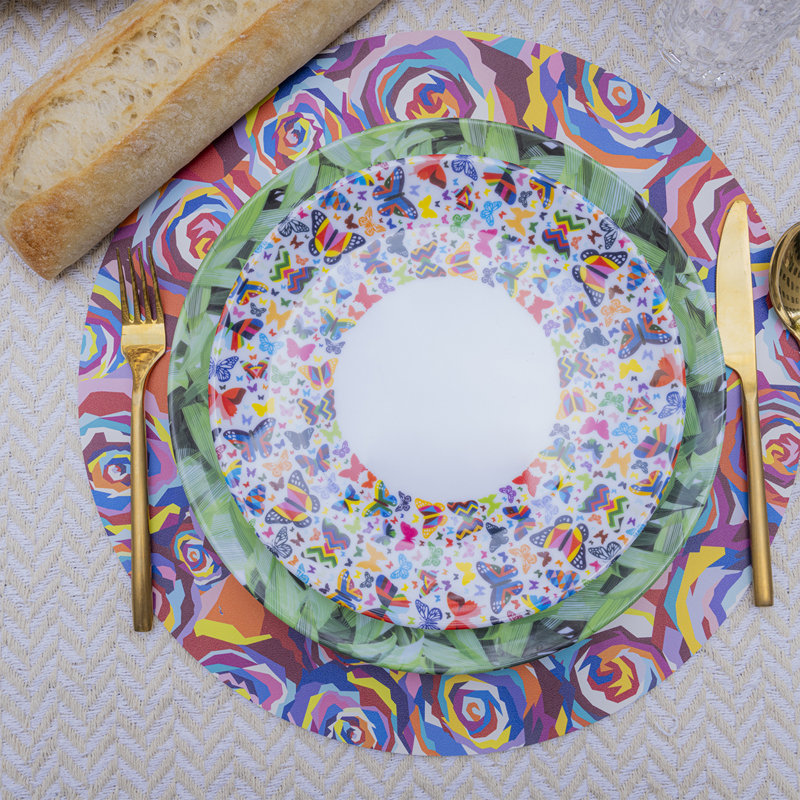 Napperon rond Ovelia, Motif Animal, Arc-en-ciel