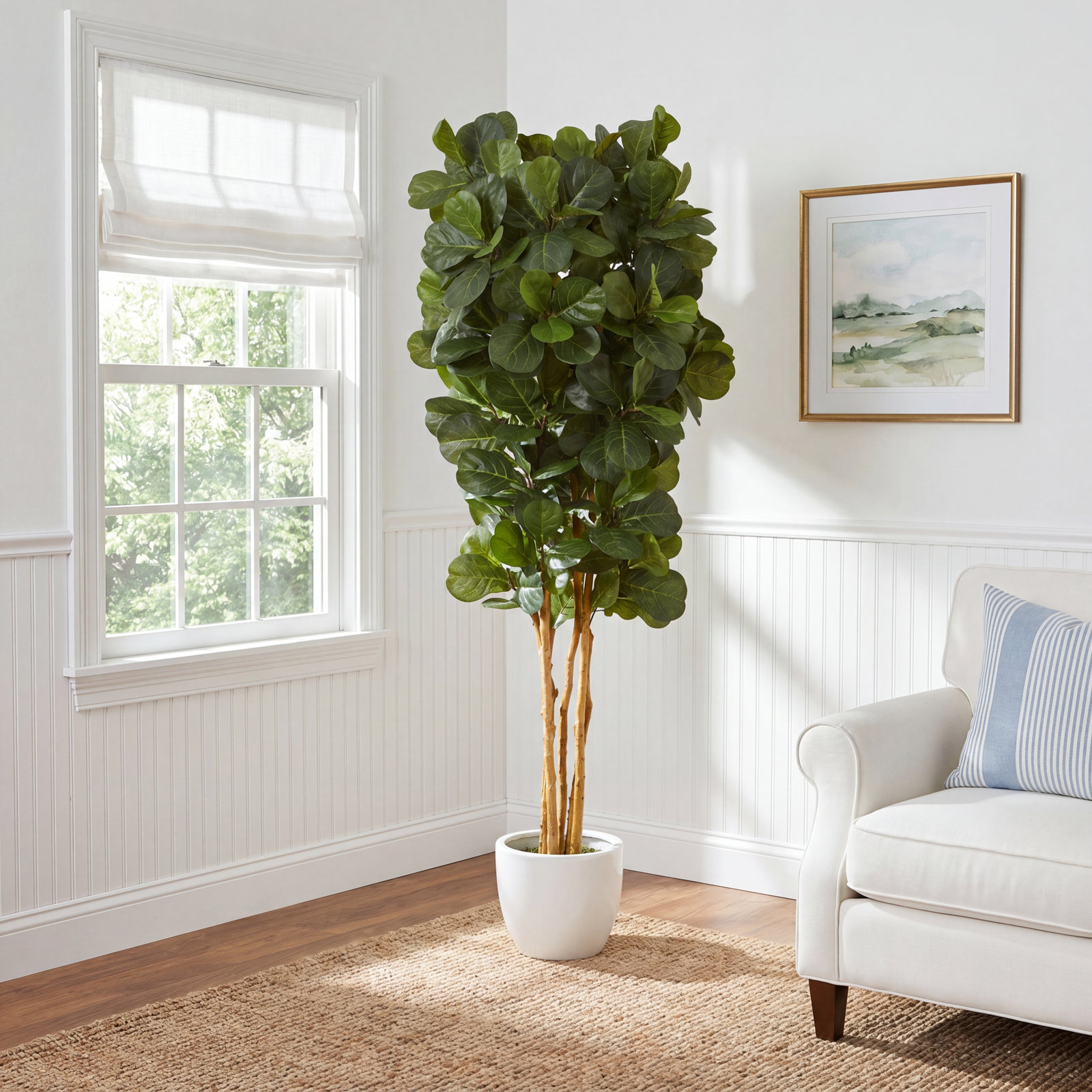Nearly Natural Faux Fiddle Leaf Fig Tree in Pot, 84" H x 30" W x 30" D