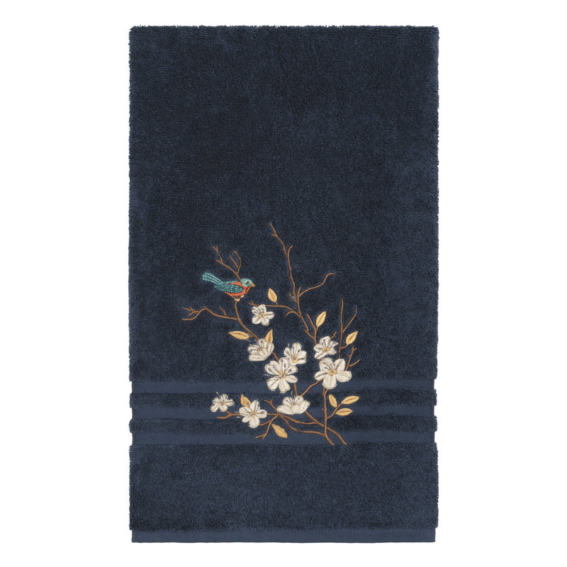 Spring Time Turkish Cotton Midweight Bath Towel, Midnight Blue