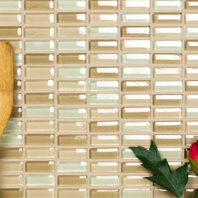 Epiphany 0.5 in. x 1.25 in. Glossy Glass Pressed Edge Stacked Mosaic Decorative Kitchen & Bathroom Wall Tile