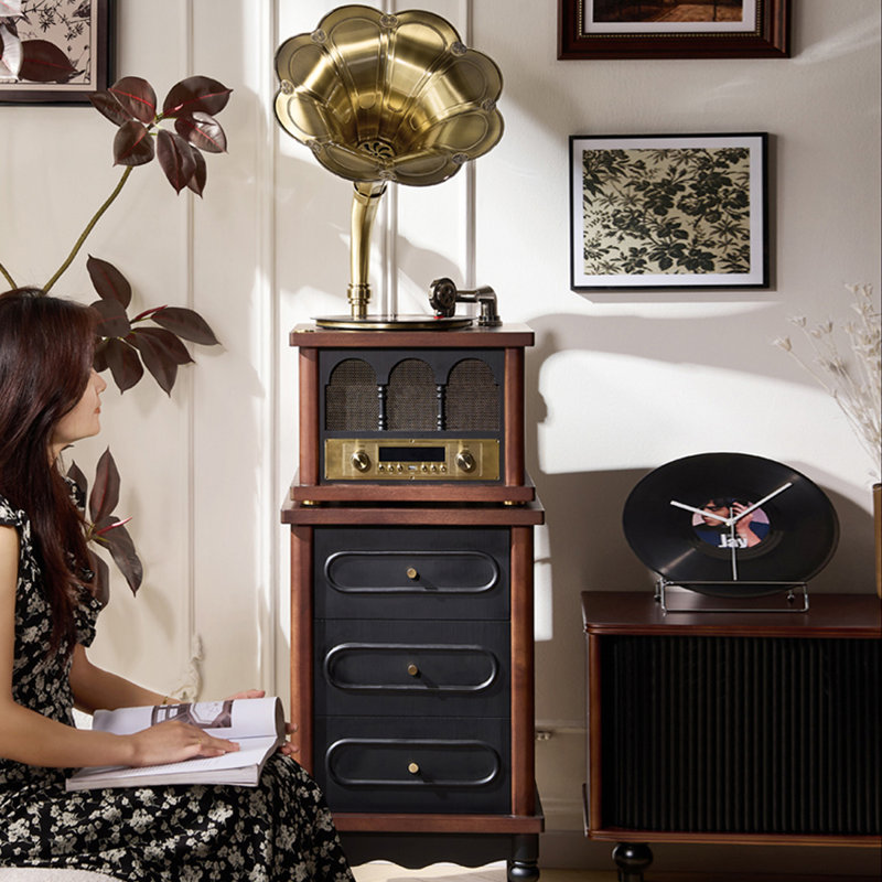 Black+Nut-brown+Gold Free Form Solid Wood+Copper Media Players