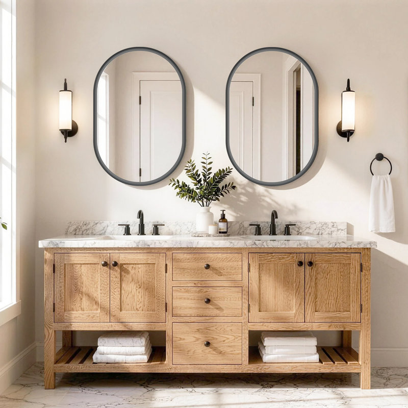 Miroir de salle de bain mural 24 po x 36 po, Noir