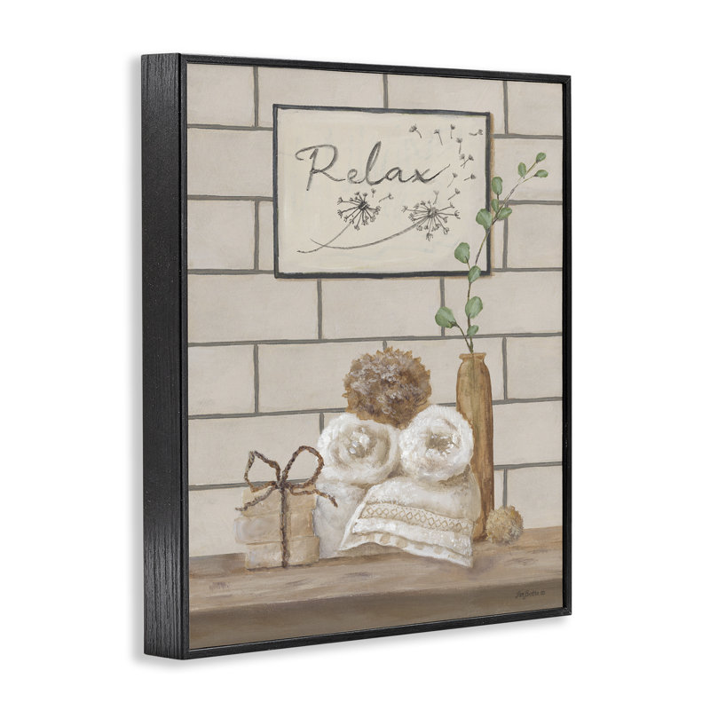Détendez-vous dans la salle de bain, estampe numérique de Pam Britton, Giclée encadrée noir minuit, H 14 po x l 11 po
