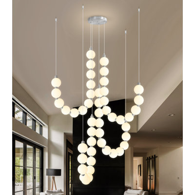48-Light Globe Chandelier Modern Led Dimmable Light Fixture Black