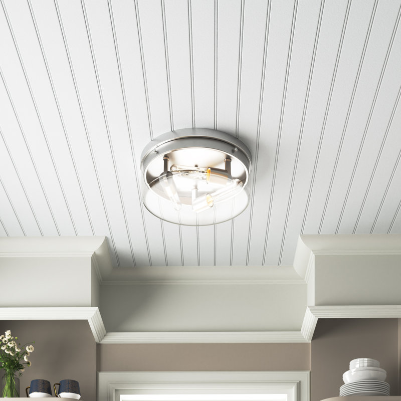 Barahona Glass Flush Mount, Polished Nickel