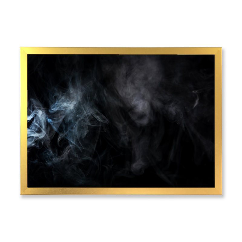 Tempête mystique grise et noire - œuvre d'art moderne sur toile, H 12 po x l 20 po x P 1 po, Cadre photo doré