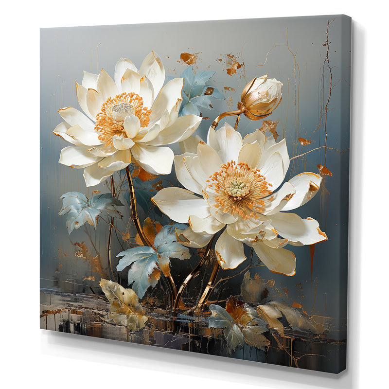Gilded Tranquility Lotus II - impression, H 16 po x l 16 po x P 1 po, Toile tendue