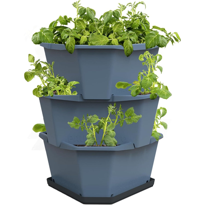 Paul Potato Potato Planter Tower, 3-Tier, Raised Bed, Pest protection, 0.2m², 42L Soil Capacity, Blue