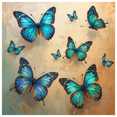 Housses de couette papillons bleus orange