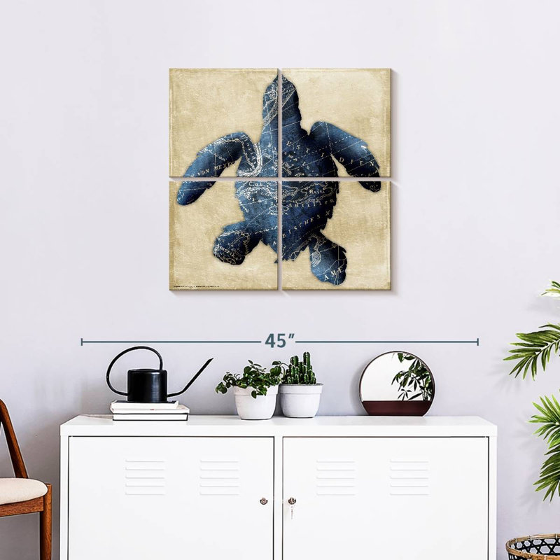 Tortue carte Brampt indigo, H 26 po x l 26 po