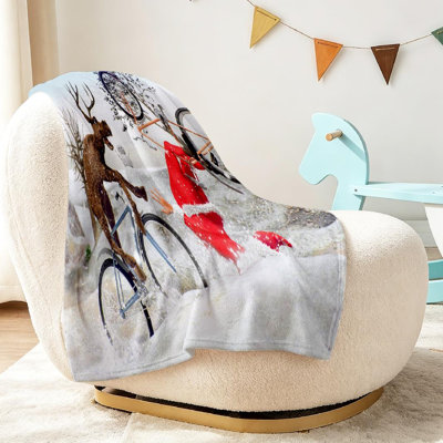 Red Ultra Soft Flannel Fleece Throw Blanket,Funny and Santa Claus Single-Sided Print