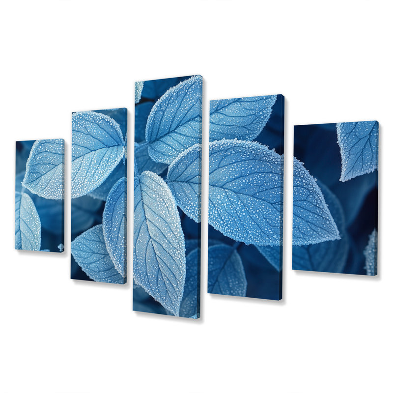 Frost feuilles bleues Tranquitt II - art mural bleu - ensemble d'art mural traditionnel diamant