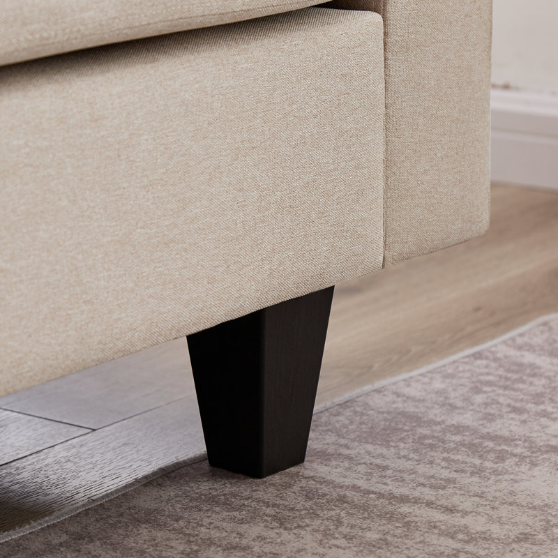 Mital Upholstered L-Shaped Sectional Reversible, Beige Polyester