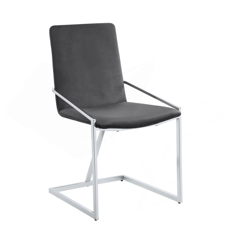 Ensemble de 2 chaises d'appoint en velours gris et finition chromée Zlatan