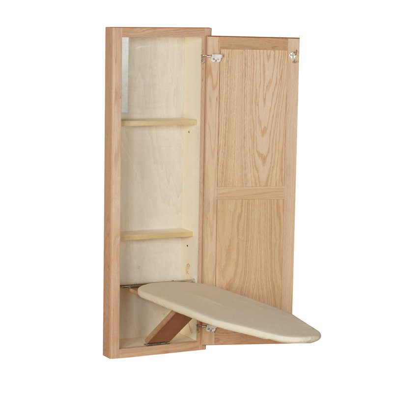 Armoire à repasser murale à finition chêne, Chêne sans finition