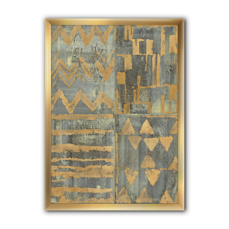 « gold geometric tapisserie iii », reproduction d’image sur toile, H 20 po x l 12 po x P 1po, Cadre doré