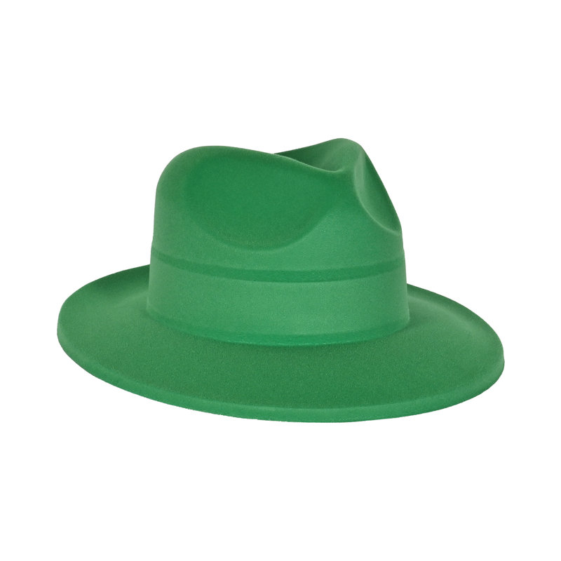 Green Velour Plastic Fedora, One Size Fits Most