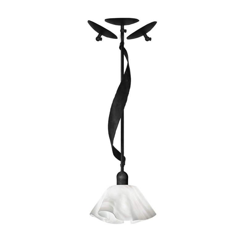Luminaire suspendu géométrique 1 lumières unique Sapin, Noir, Nuage blanc