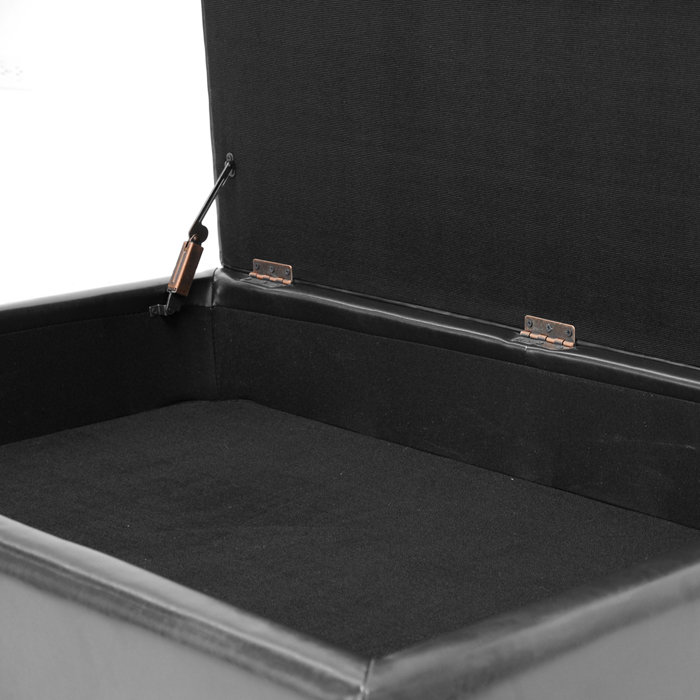 Faux Leather Ottoman, Black Faux Leather