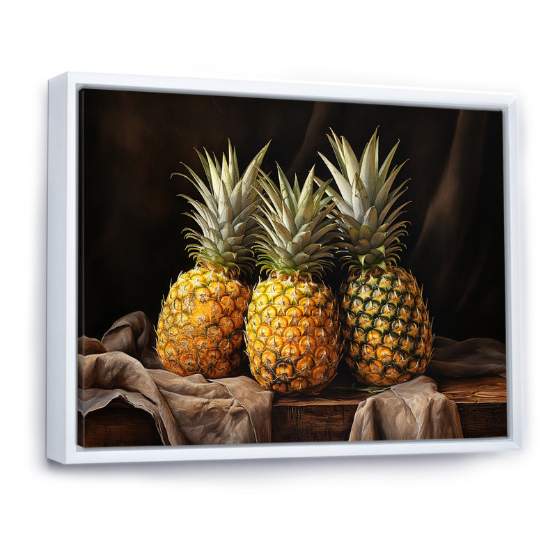 Juice Pineapple Bliss sur impression sur toile, H 12 po x l 20 po x P 1 po, Cadre flottant blanc