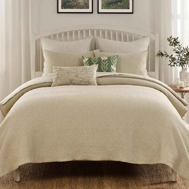 Greenland Home Fashions Harper Taupe Coverlet Set, 3-Piece, Queen
