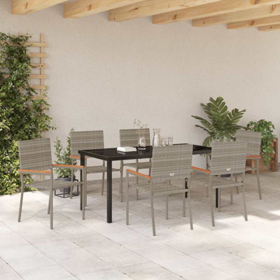 7 Piece Garden Dining Set Poly Rattan