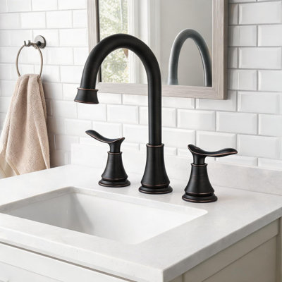 Robinet de lavabo de salle de bain classique avec bec pivotant à 360 ° en métal bronze huilé Classic