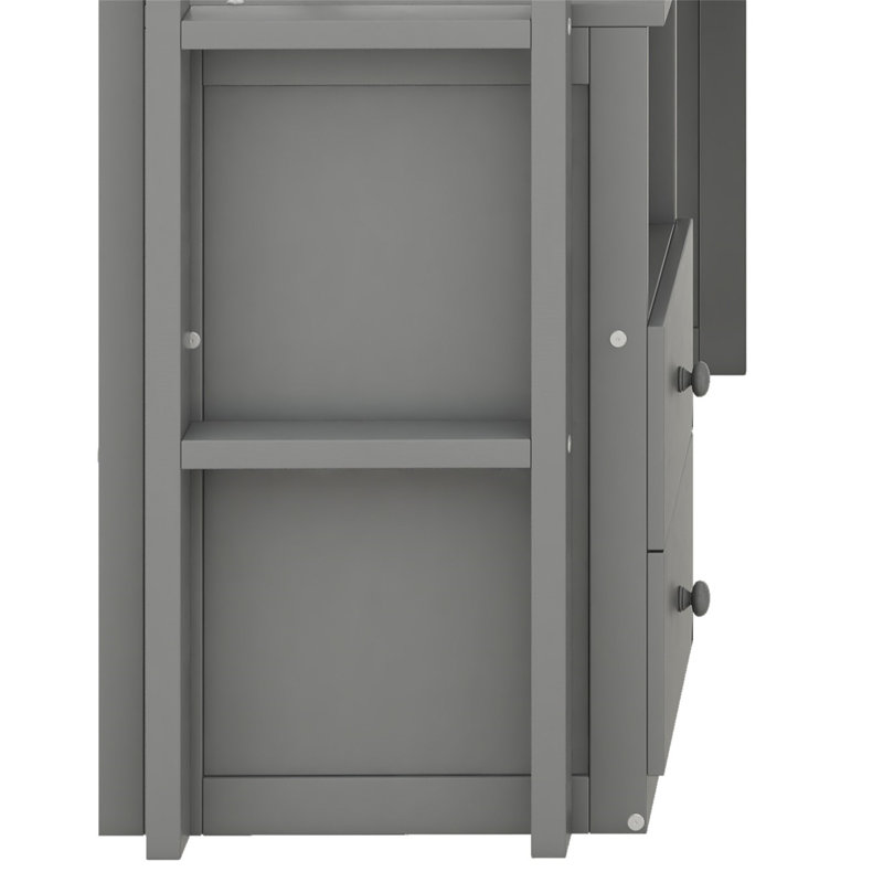 Lit mezzanine avec tiroirs Jaslena Kids, Double, Gris