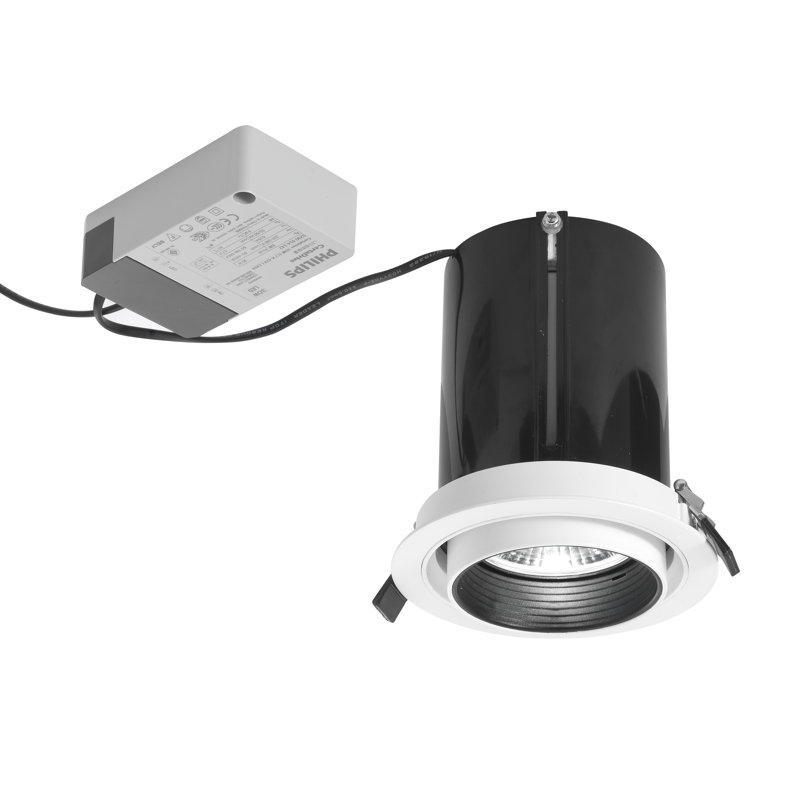  LED Retrofit Downlight, 16cm H x 14cm W x 14cm D, Black/White