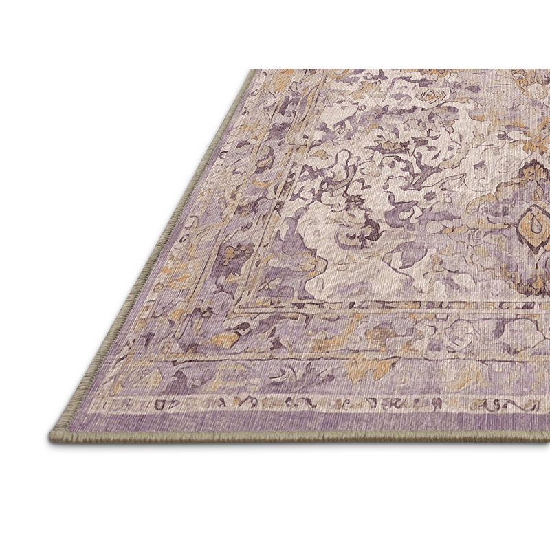 Tapis beige lavable à la machine, Rectangle 5 pi x 7 pi